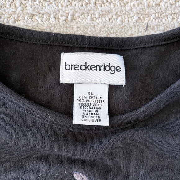 Vintage Christmas Holiday Shirt Long Sleeve Women XL Tee Embroidered Cats Wreath - Picture 6 of 7